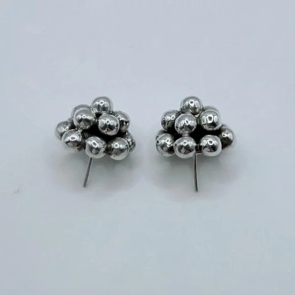 TAXCO Vintage Sterling Silver Cluster Earrings - Picture 6 of 11